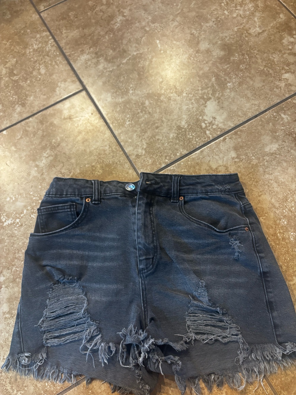 SO Women’s Dark Indigo Distressed High-Rise Jeans